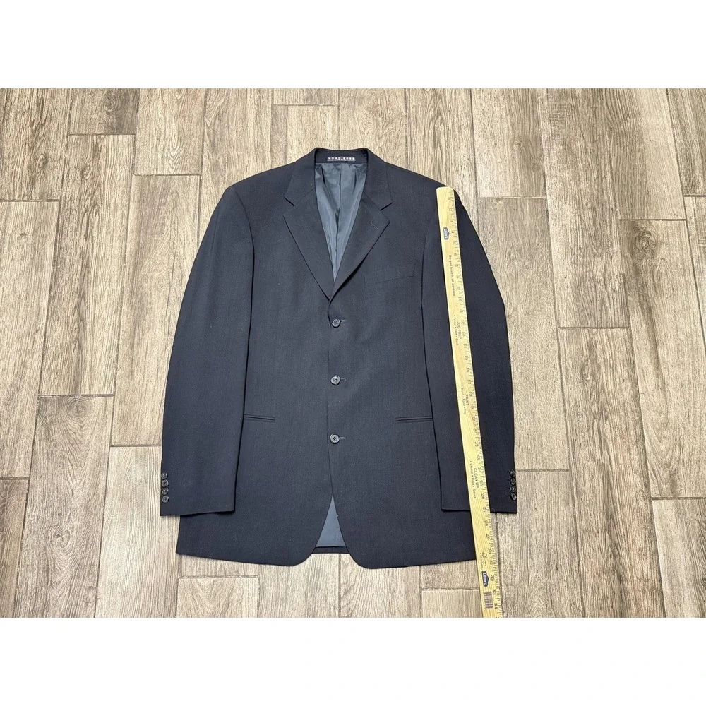 Hugo Boss Blazer Mens 42L Black Virgin Wool 3 Button Suit Jacket Made USA